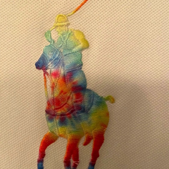 Polo by Ralph Lauren Rainbow Embroidered Logo White Custom Slim Fit XXL shirt - Picture 2 of 9